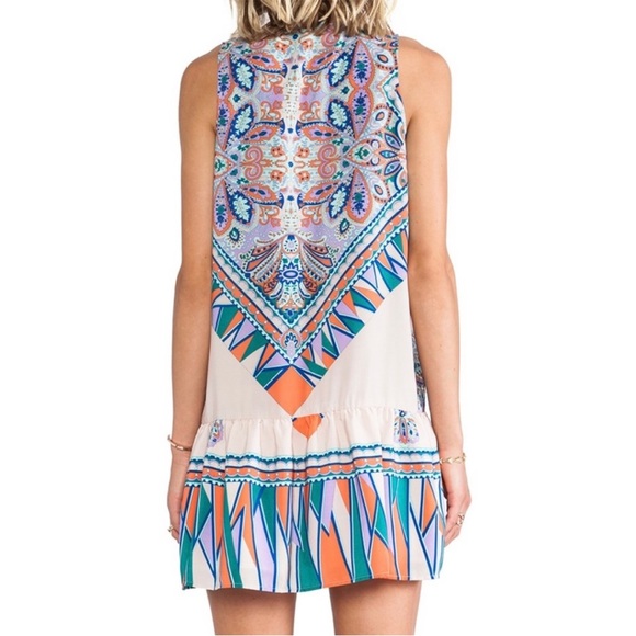 NWOT LOVERS + FRIENDS I Heart Babydoll paisley blush scarf drop waist dress LG - Picture 3 of 9